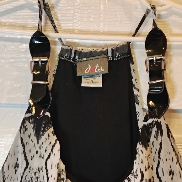 Dots Top Women's Small Black White Pattern Y2K 90s Club  Mob Wife Whimsigoth - Picture 2 of 7